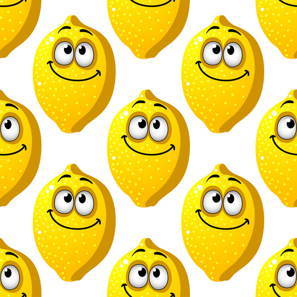 Seamless pattern of smiling yellow lemons - Vector, Image
