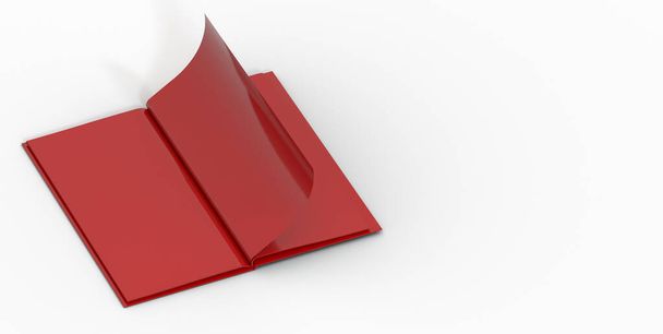 A 3D render of a blank red book isolated on a white background - Fotoğraf, Görsel