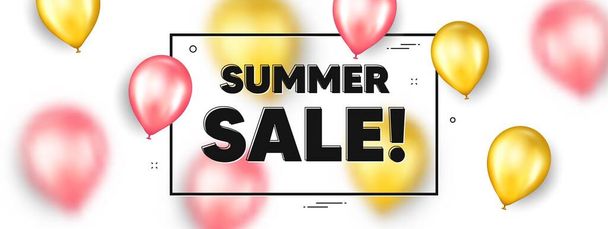 Summer Sale text. Balloons frame promotion ad banner. Special offer price sign. Advertising Discounts symbol. Summer sale text frame message. Party balloons banner. Vector - Vector, afbeelding
