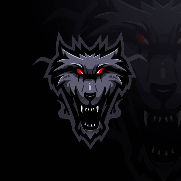 Wolf maskot logo design vektor s moderním konceptem ilustrace styl pro odznak, emblém a tričko tisk. Rozzlobený vlk ilustrace pro hraní, sport a tým - Vektor, obrázek