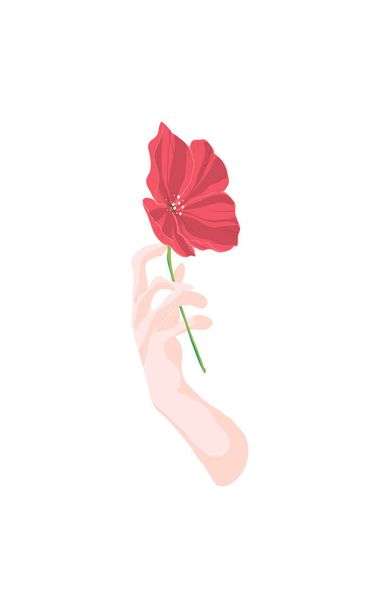 Bouquet Modern Vector Background. Arm Poster. Summer Design. Flower and Hand Flyer. - Wektor, obraz