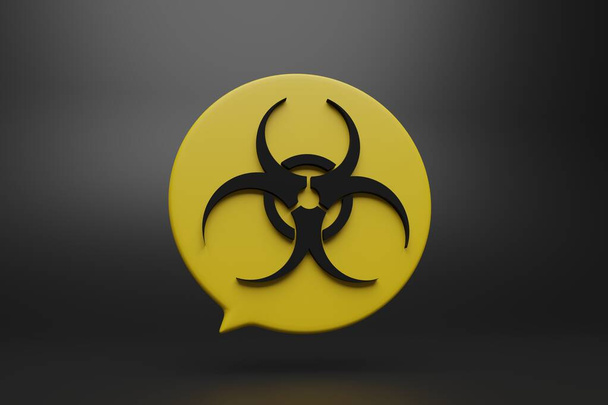 stylish biohazard 3d round icon on black background - Фото, зображення