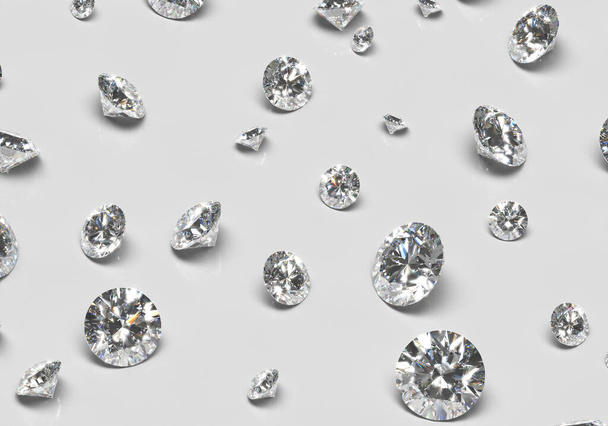 Mooie glanzende diamant in briljant geslepen op witte achtergrond, - Crystal achtergrond - Foto, afbeelding