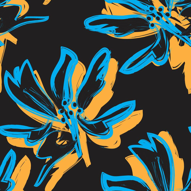Floral brush strokes seamless pattern background for fashion prints, graphics, backgrounds and crafts - Vector, Image