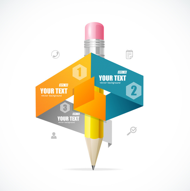 Creative paper and pencil infographics options - Wektor, obraz