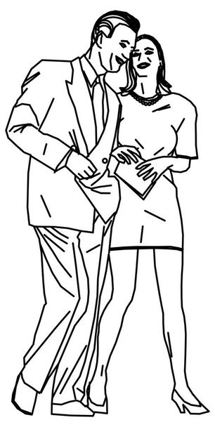 Διάνυσμα σχέδιο του σκίτσο ενός συζύγου και της συζύγου που έχει τη διασκέδαση - Διάνυσμα, εικόνα
