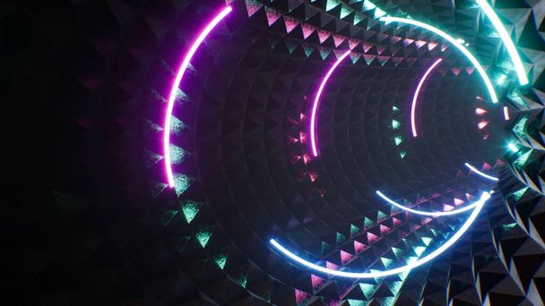 Shining Curved Neon Lamp VJ Tunnel Background - Photo, Image