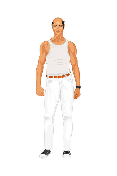 Illustrazione 2d di un uomo elegante Ritratto di un uomo vestito alla moda isolato su sfondo bianco - Foto, immagini