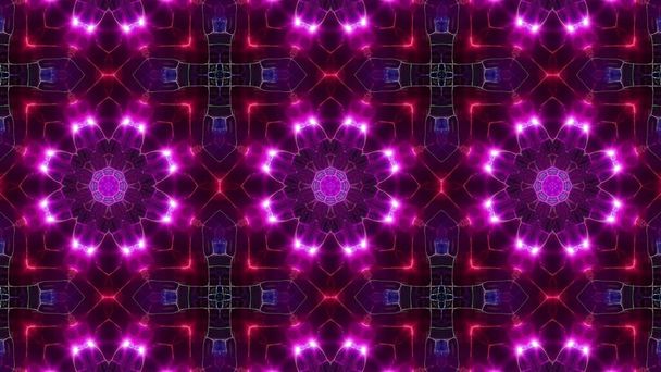 Üç Çiçek Şekilleri Renkli Işık Kaleydoskop Arkaplan Çizimi. - Fotoğraf, Görsel