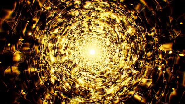 金色のトンネルを輝く背景 - 写真・画像