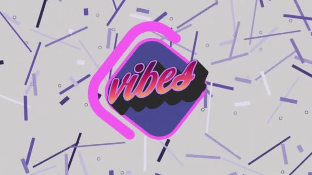 Animation ofvibes text over colorful graphics and shapes. background, social media and communication concept digitally generated video. - Πλάνα, βίντεο