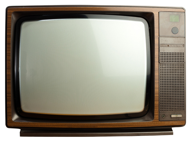 Retro tv com caixa de madeira isolada no fundo branco
 - Foto, Imagem