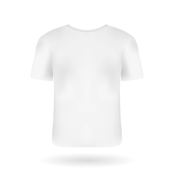 Realistic back view t-shirt mockup template for your design. White sportive man t-shirt with short sleeves. Casual clothes template design for company logo presentation - Vektor, kép