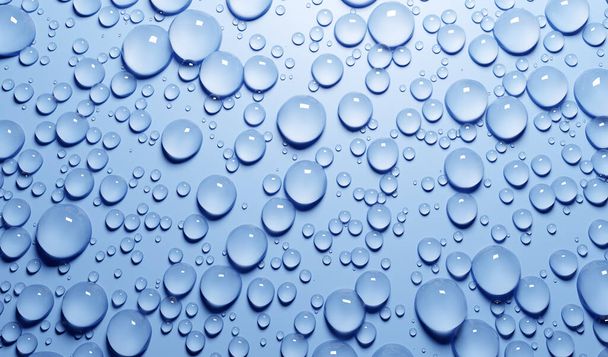 Water drops blue background, texture - Photo, Image