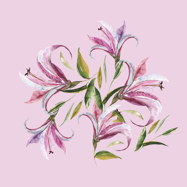 Pink lily pattern - Фото, изображение