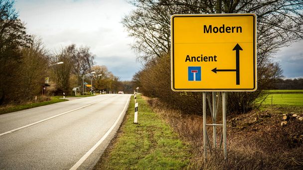 Street Sign the Direction Way to Modern versus Ancient - Photo, Image