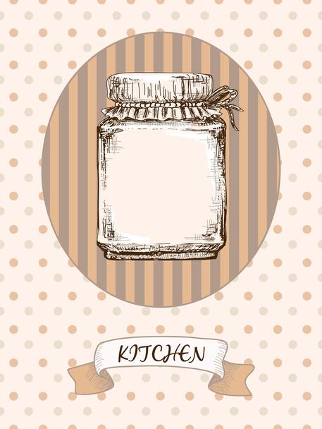 Kitchen design. Jar on a striped background - Vector, Image