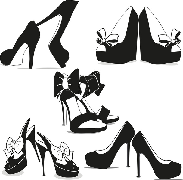 Colección de zapatos de mujer de belleza
 - Vector, Imagen