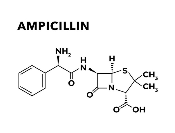 アンピシリン,抗生物質の薬物骨格式 - ベクター画像