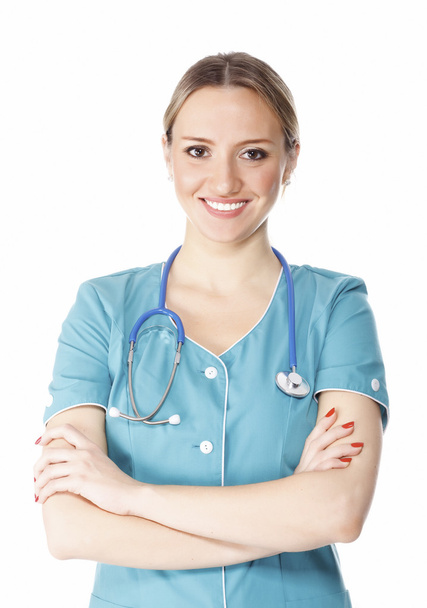 medico sorridente donna con stetoscopio - Foto, immagini