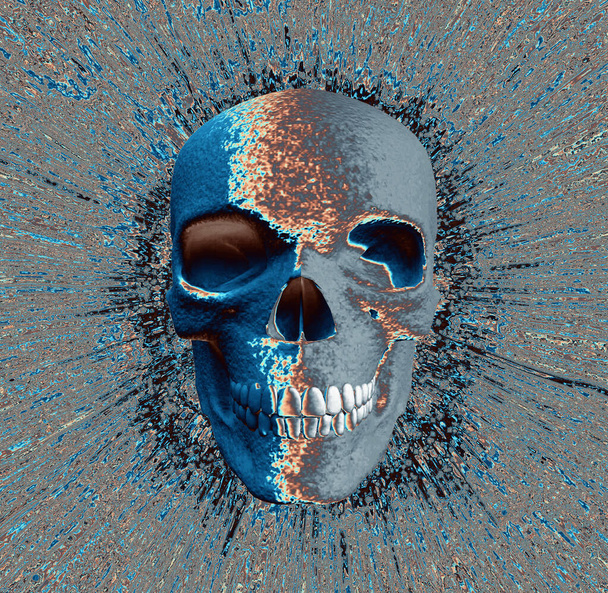 grungy illustration of human skull for background - Zdjęcie, obraz