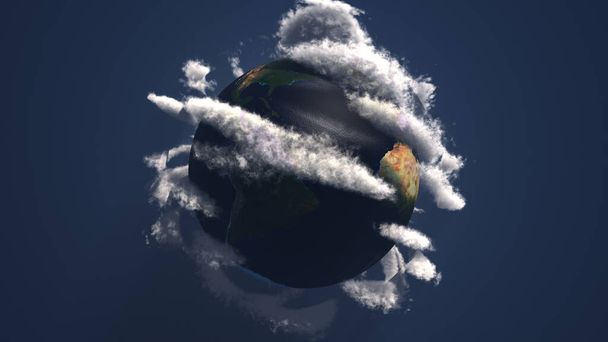 Planet Earth with clouds. 3d rendering. - Zdjęcie, obraz