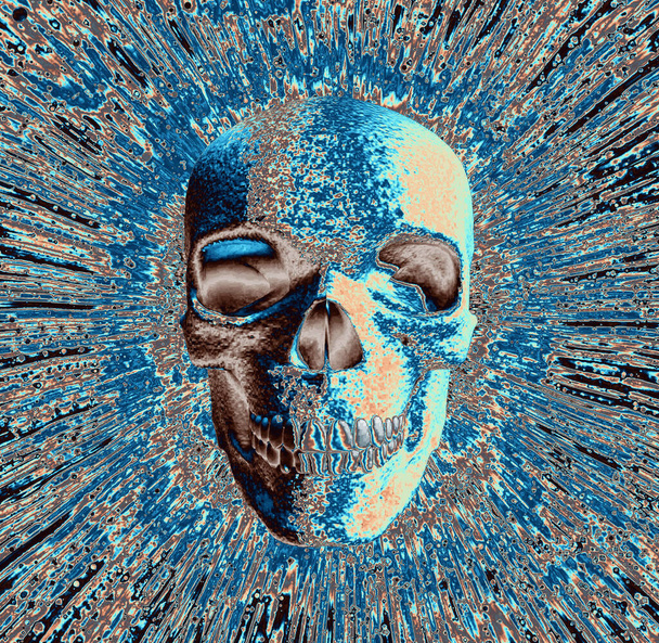 grungy illustration of human skull for background - Valokuva, kuva