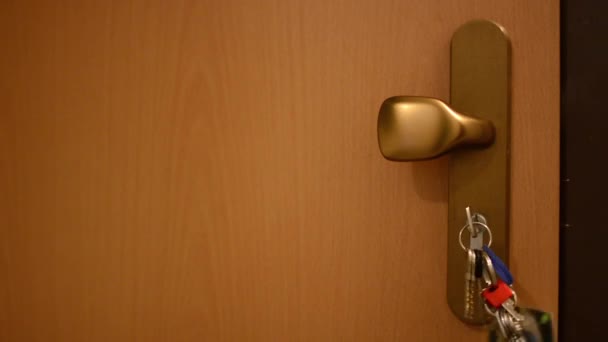 κλειδιά σε το lock(door) - κλειδί για την κίνησή του - Πλάνα, βίντεο