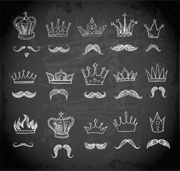 Collections of crowns and mustaches - Vektori, kuva