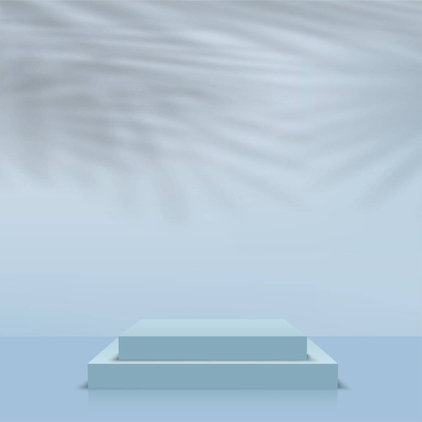 Prodotti visualizzare 3d scena podio di sfondo con piattaforma geometrica di forma blu. Illustrazione vettoriale. - Vettoriali, immagini