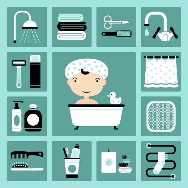 Иконы в ванной комнате
 - Вектор,изображение