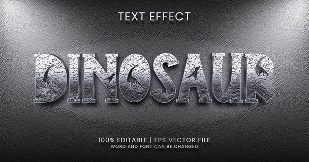 Dinosaur text, silver metallic editable text effect style - Vector, Image