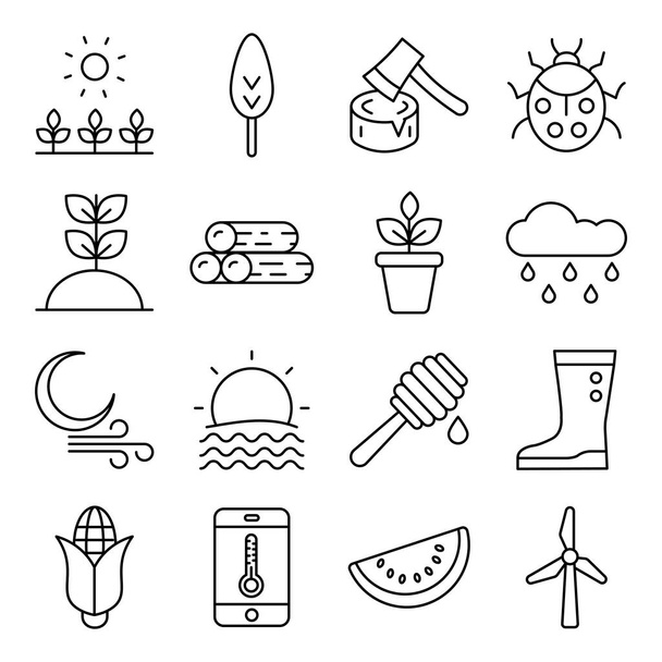 Pack of Nature and Agriculture Linear Icons  - Vector, Image