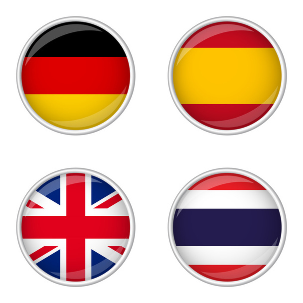 Colección de botones - Alemania, España, Gran Bretaña, Tailandia
 - Vector, Imagen