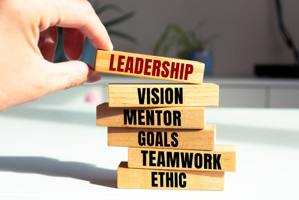 Wooden blocks with words 'Leadership concept'. Business concept - Photo, image