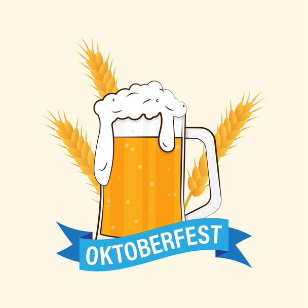 vector illustration for Oktoberfest with beer glass - Vector, Image