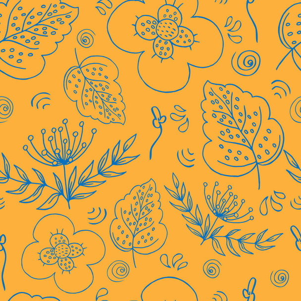 vector seamless pattern botanical outline illustration. For fabrics, textiles, paper, cards, wrapping paper and invitations  - Vector, Image