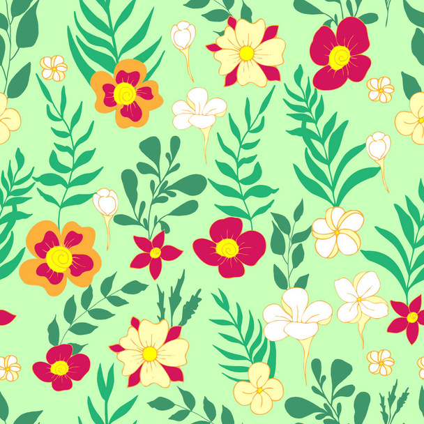 seamless pattern flower and leaves - Vector, imagen