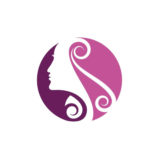 Mulher rosto silhueta personagem ilustração logotipo ícone vetor - Vetor, Imagem