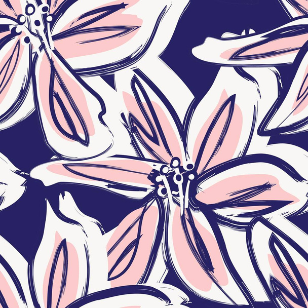 Floral brush strokes seamless pattern background for fashion prints, graphics, backgrounds and crafts - Vector, Image