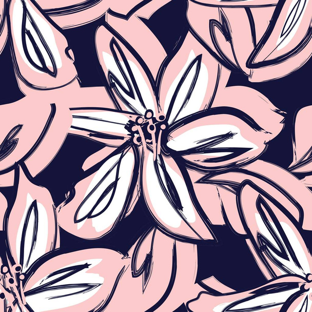 Квіткові мазки пензлем безшовний візерунок для модних принтів, графіки, фону та ремесел
 - Вектор, зображення