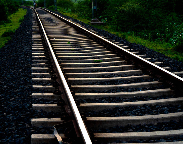 Chemins de fer indiens, Paysage des voies ferrées en Inde  - Photo, image