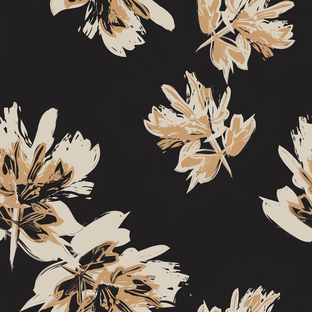 Virágos ecset stroke zökkenőmentes minta háttér divat nyomatok, grafika, hátterek és kézműves - Vektor, kép