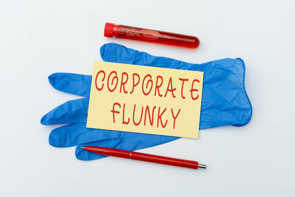 Fogalmi felirat: Flunky Vállalat. Üzleti megközelítés valaki, aki engedelmesen dolgozik egy másik személy a cég küld vírus tudatosság üzenet, elvont elkerülése vírusos járvány - Fotó, kép