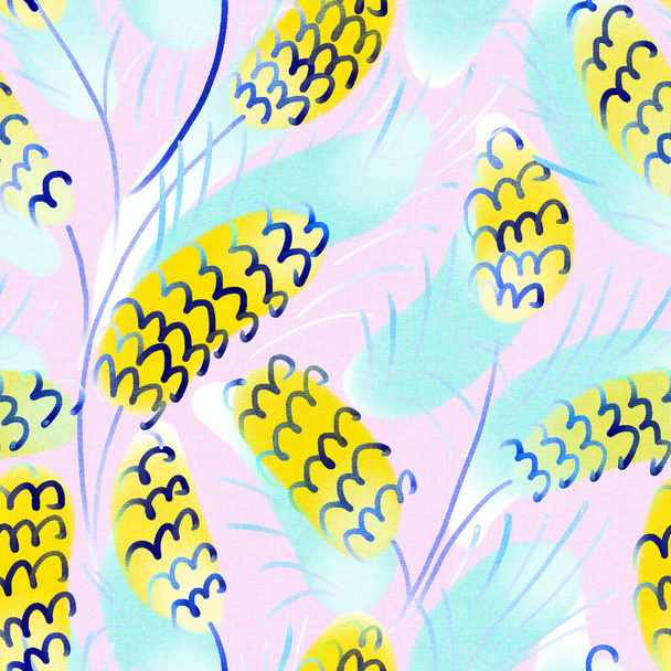 Seamless pattern with watercolor flowers. Hand-drawn illustration.  - Foto, immagini