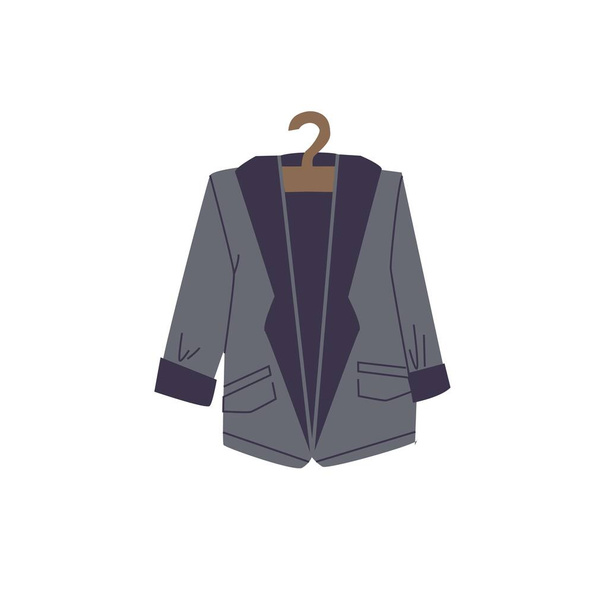 Flat cartoon fashionable blazer on clothes hanger,fashion shopping vector illustration concept - Vector, Image