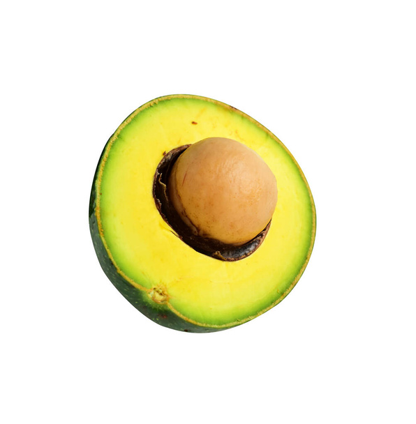 Fresh avocado fruit isolated with clipping path, half, slices or pieces avocado no shadow in white background - Photo, Image
