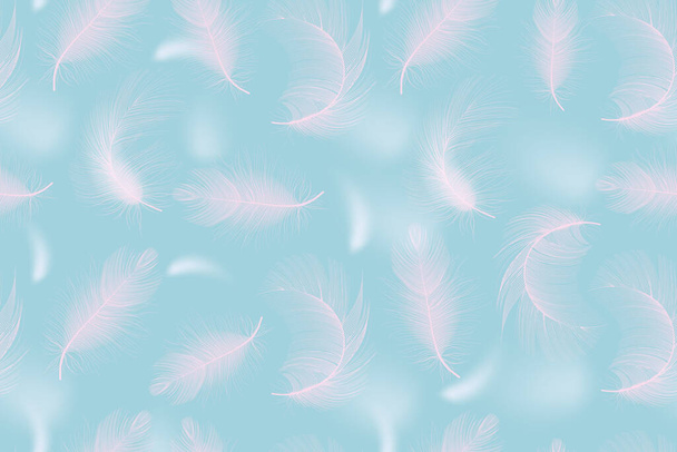 Set of flying realistic vector goose or chicken white feathers of various shapes - Vector, Image
