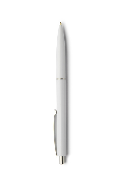 Біла кулькова ручка ізольована на білому тлі з відсічним п
 - Фото, зображення