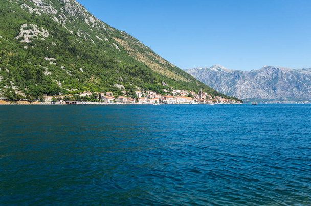 Panorama of the Bay of Kotor and the town Perast, Montenegro - Fotografie, Obrázek